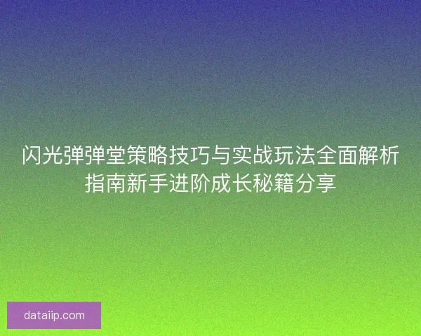 闪光弹弹堂策略技巧与实战玩法全面解析指南新手进阶成长秘籍分享